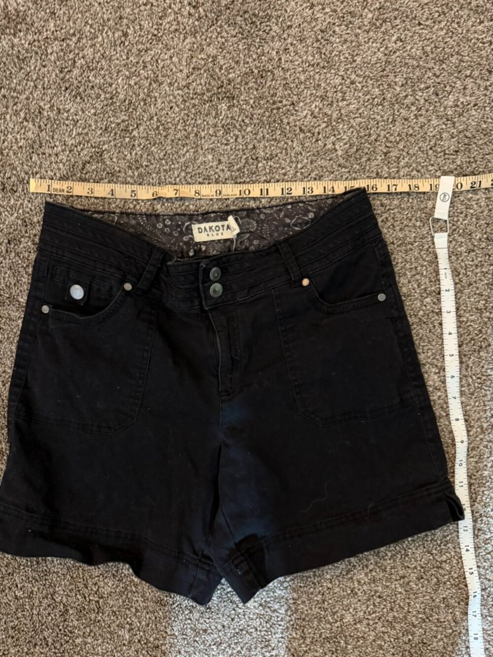 Dakota Blue Black Utility Denim Cargo Shorts Womens Size 8